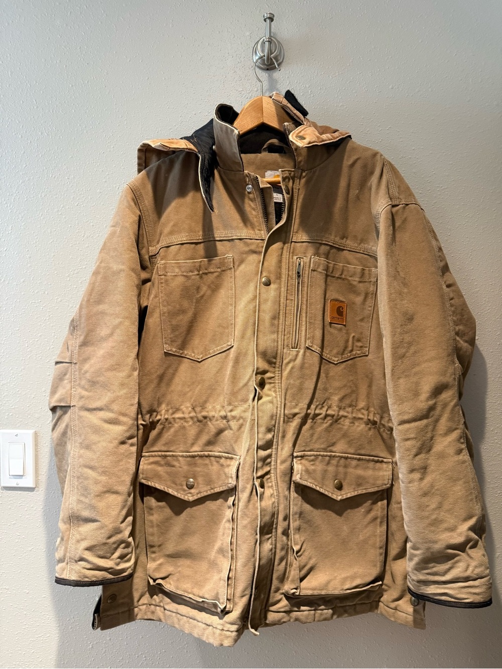 Carhartt Mens Canvas Heavyweight Insulated Utility Field Jacket Hooded Large
